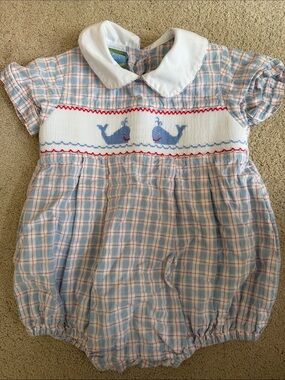 Velani Classics Baby Bubble Romper in Blue Plaid